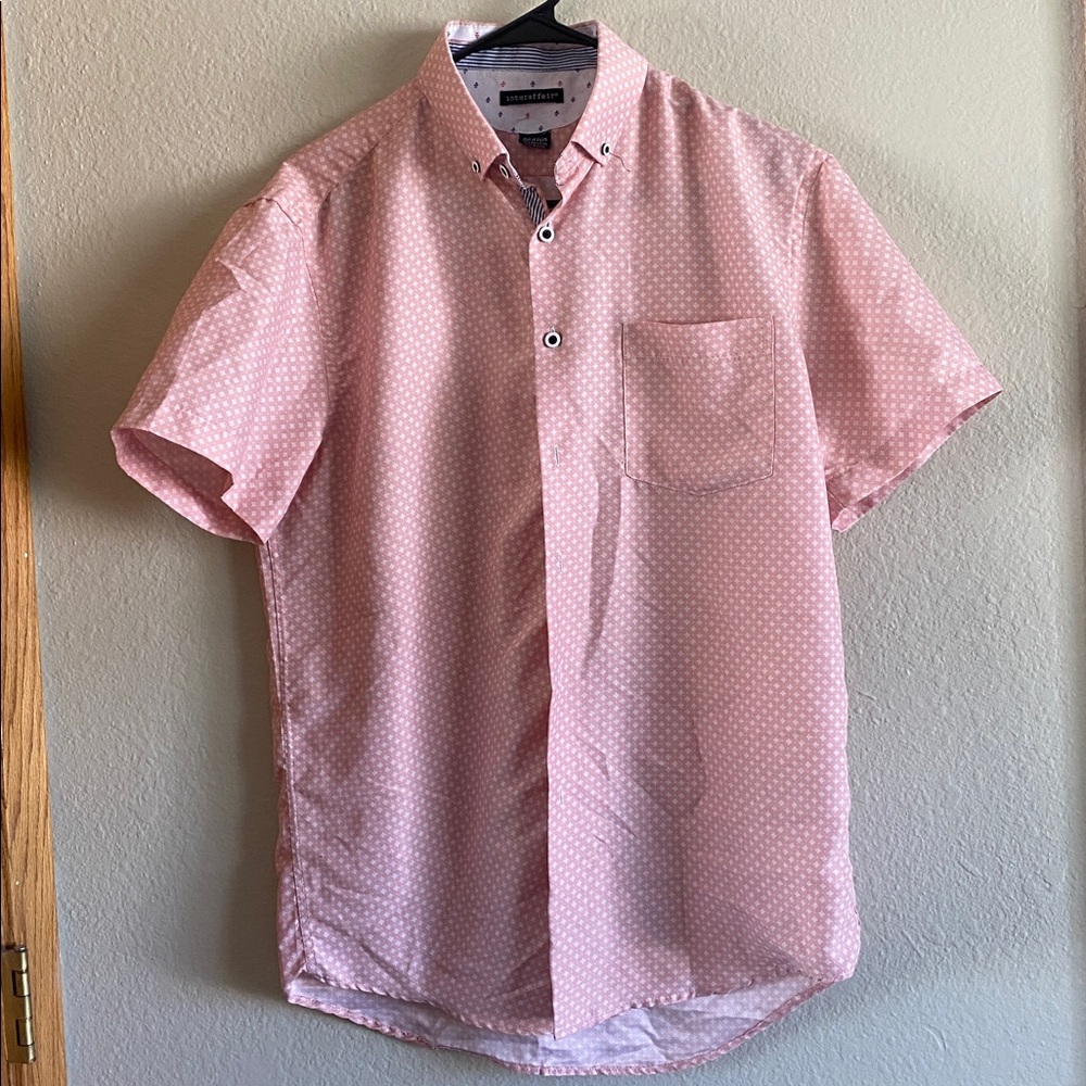 Pink Short Sleeve Button-Up Shirt